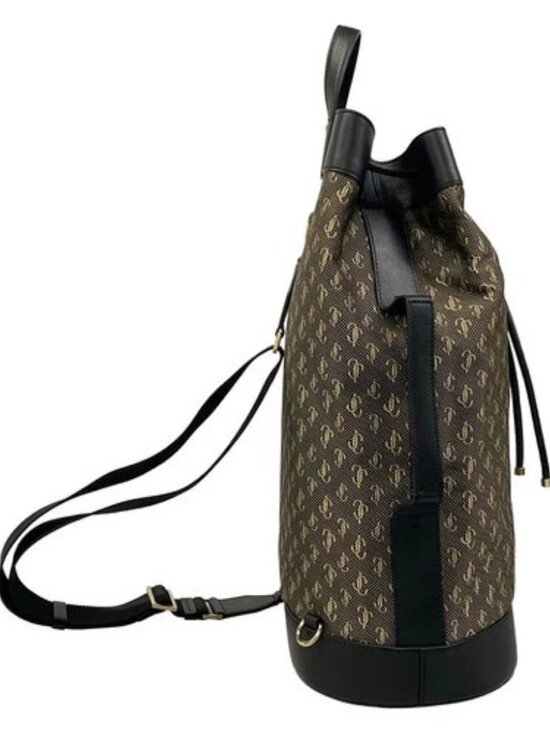 JIMMY CHOO Evan. Black Beige Jacquard Leather Backpack main image 6